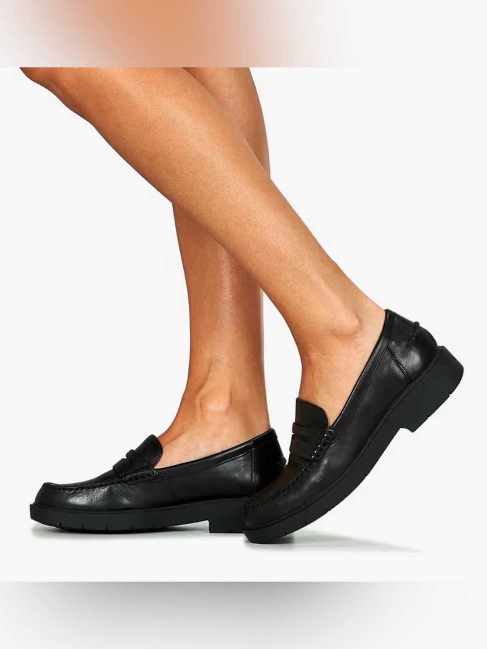 Geox Black Leather Penny Loafers